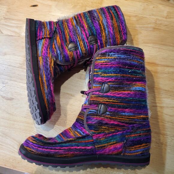 Sanuk Horizon Colorful Yarn Mid-Height Faux Shearling Boots Yoga Mat Sole 9 - Picture 9 of 12